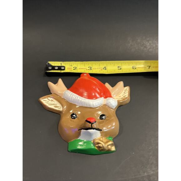 Vintage Ceramic Reindeer Face Ornament - Picture 4 of 4